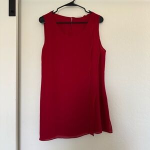 Soft Surroundings Red Tunic Tank Top Multi Layered Blouse Keyhole Classic Casual